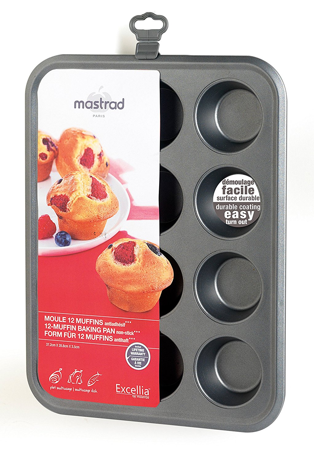 Muffin 12 Cups Baking Pan Mastrad F97014 nonstick Aluminium